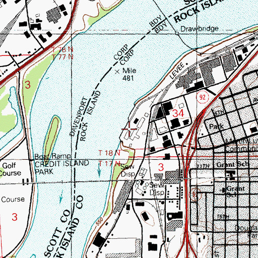 Topographic Map of Municipal Terminal, IL