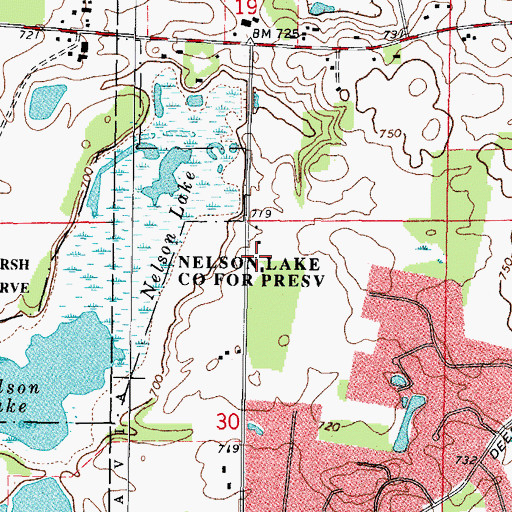 Topographic Map of Nelson Lake County Forest Preserve, IL