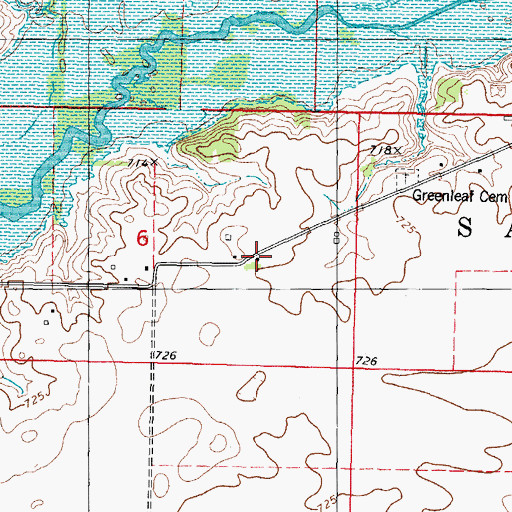 Topographic Map of Greenleaf School (historical), IL