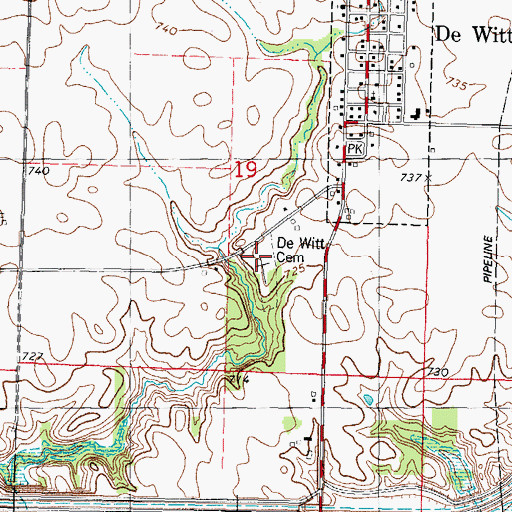 Topographic Map of De Witt Cemetery, IL