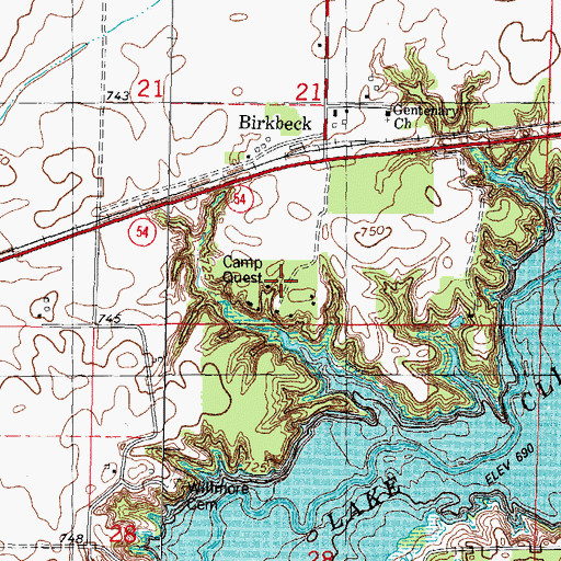 Topographic Map of Camp Quest, IL