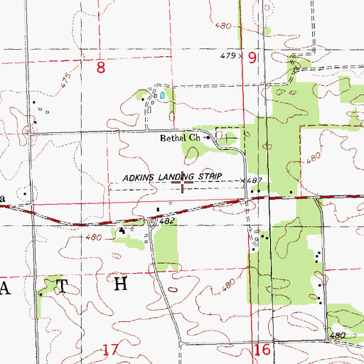 Topographic Map of Adkins Landing Strip (historical), IL