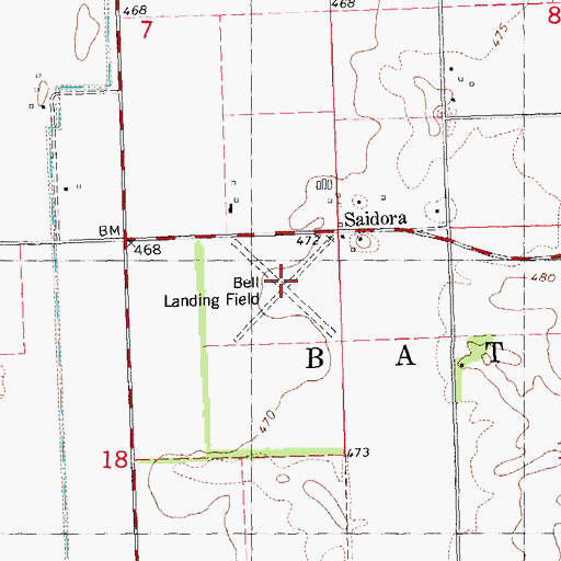 Topographic Map of Bell Landing Field (historical), IL