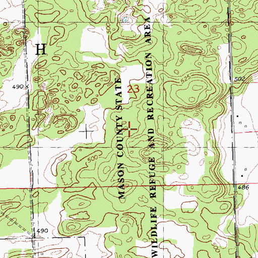 Topographic Map of Mason County State Wildlife Refuge and Recreation Area, IL