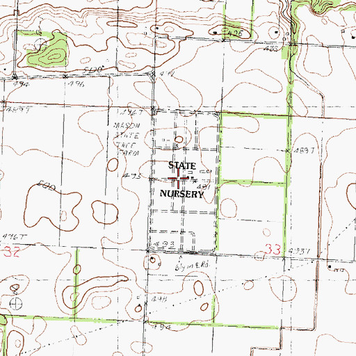 Topographic Map of Mason State Nursery, IL