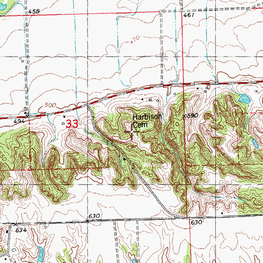 Topographic Map of Harbison-Davis Cemetery, IL