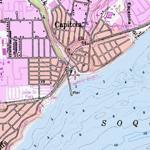 Topographic Map of Capitola Beach, CA