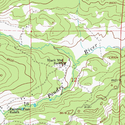 Topographic Map of Black Mountain Ranch, CO