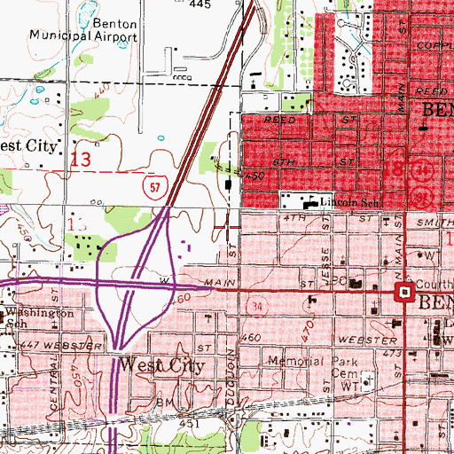 Topographic Map of Benton Post Office, IL