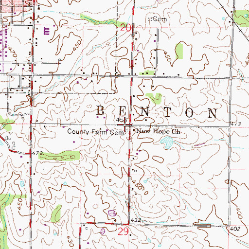 Topographic Map of Coon Ridge School (historical), IL