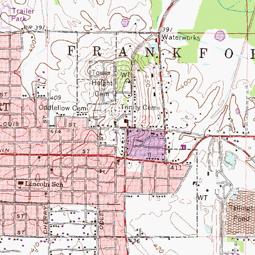 Topographic Map of Frankfort, IL