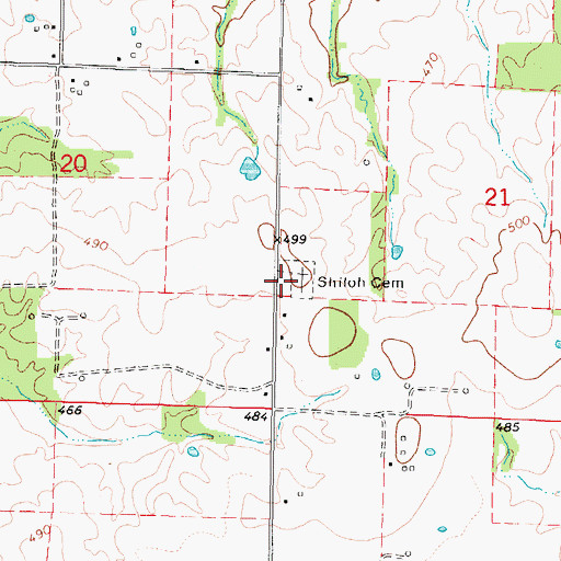 Topographic Map of Shiloh Church (historical), IL