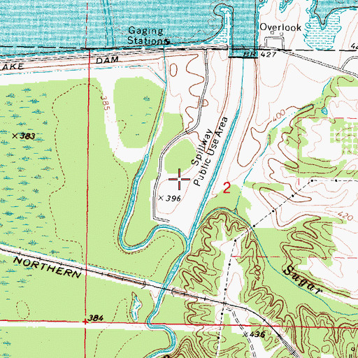 Topographic Map of Spillway Public Use Area, IL