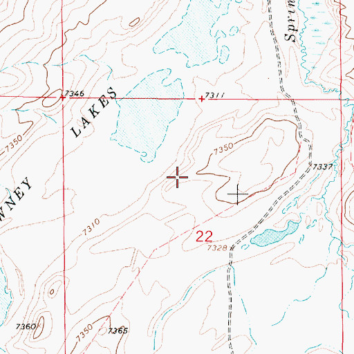 Topographic Map of Middle Downey Lake Mine, WY