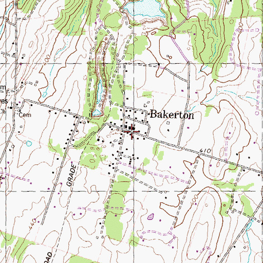 Topographic Map of Bakerton Post Office, WV