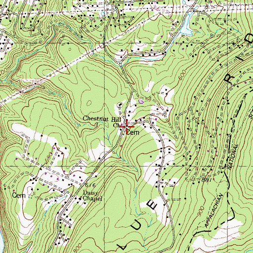 Topographic Map of Chestnut Hill Cemetery, WV