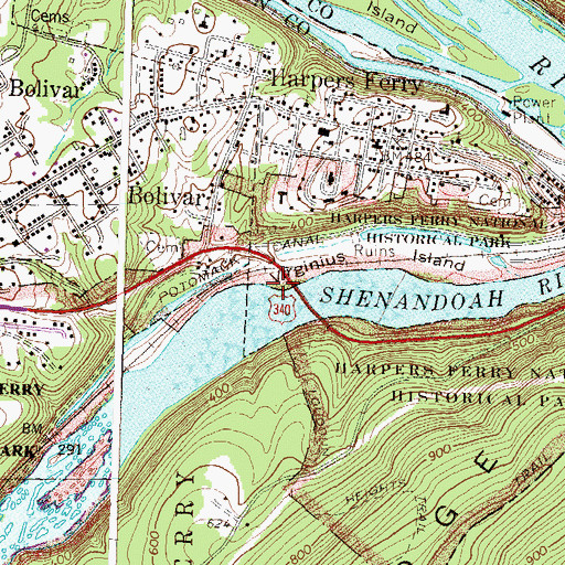 Topographic Map of Hall Island (historical), WV