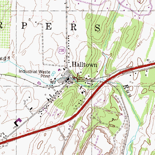 Topographic Map of Halltown Post Office, WV