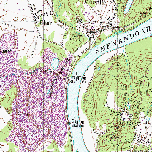 Topographic Map of Keyes Ferry (historical), WV