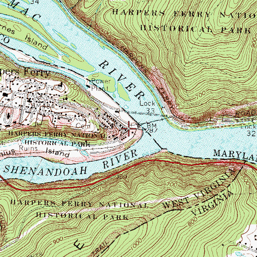 Topographic Map of Lower Town, WV