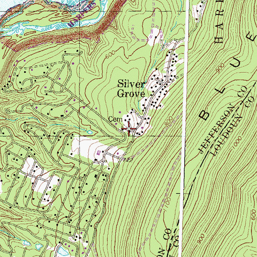 Topographic Map of Silver Grove Cemetery, WV
