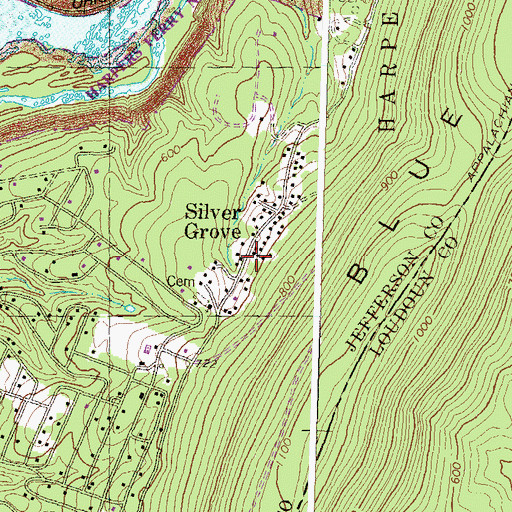 Topographic Map of Silver Grove School (historical), WV
