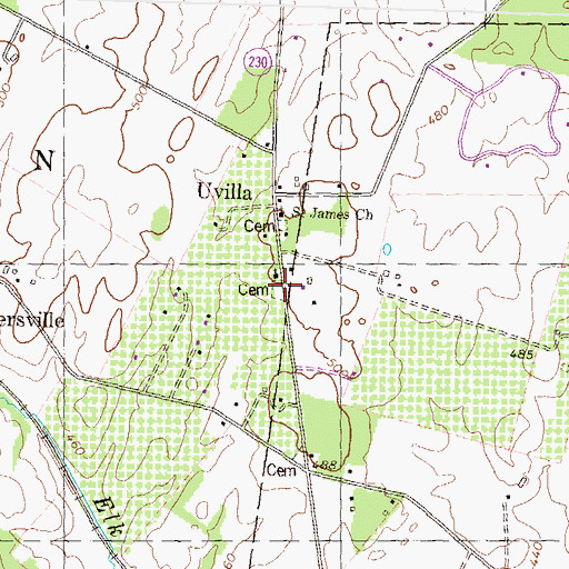 Topographic Map of Uvilla Cemetery, WV