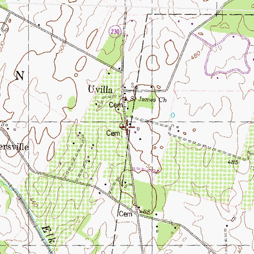 Topographic Map of Uvilla United Methodist Church, WV