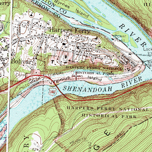 Topographic Map of Virginius (historical), WV