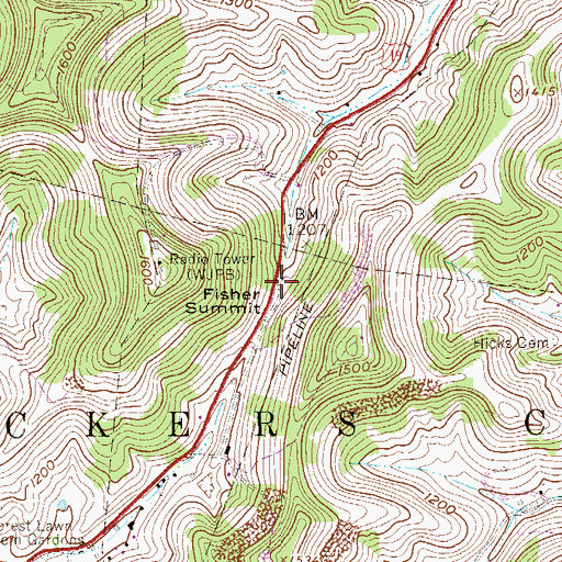 Topographic Map of Fisher Hill, WV