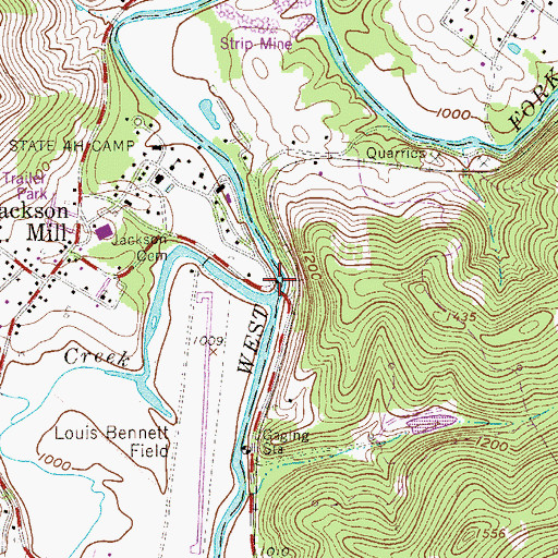 Topographic Map of Jacksons Mill, WV