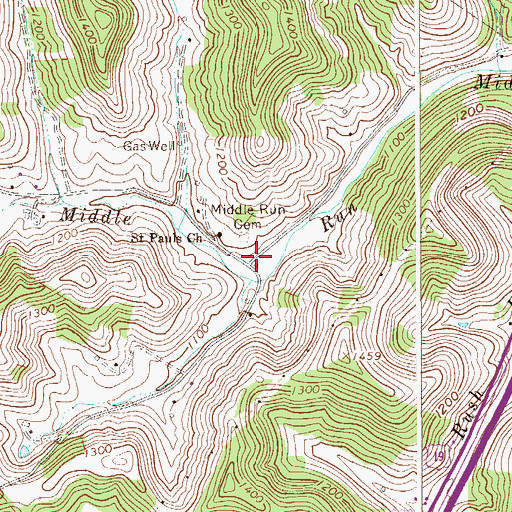 Topographic Map of Middle Run School (historical), WV