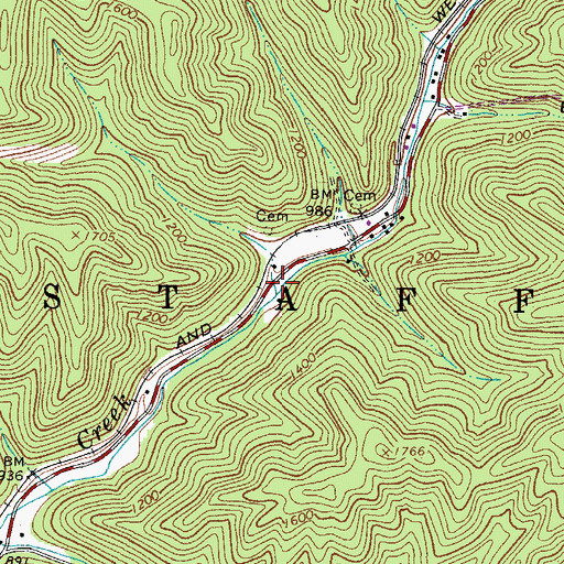 Topographic Map of Buck Branch, WV