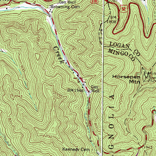 Topographic Map of Calico, WV