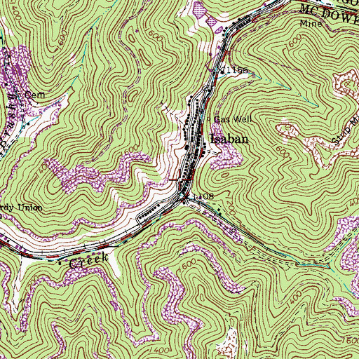 Topographic Map of Isaban Post Office, WV