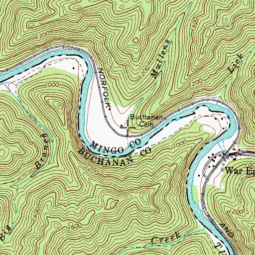 Topographic Map of Trent Hollow, WV