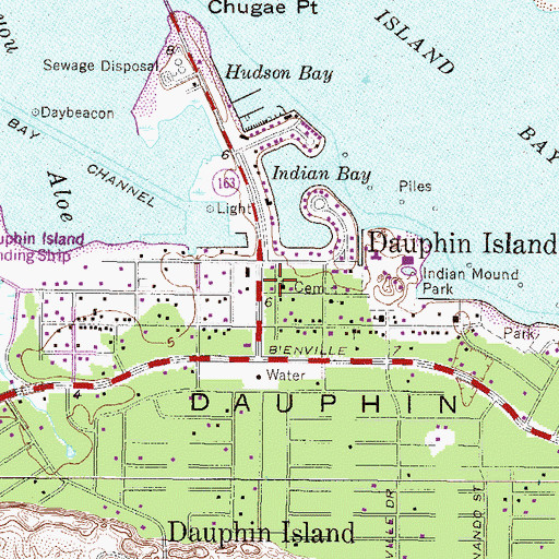Topographic Map of Dauphin Island Baptist Church, AL