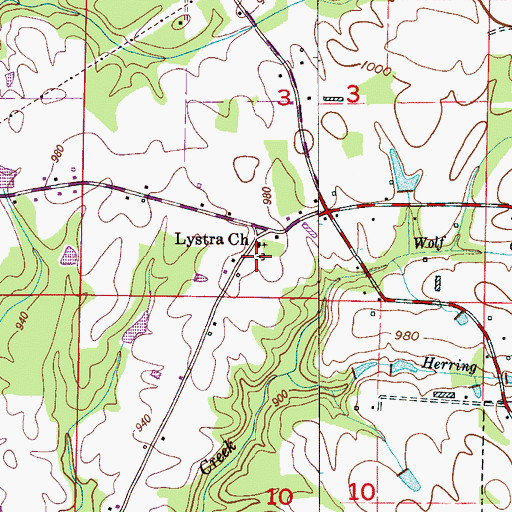 Topographic Map of Lystra Cemetery, AL