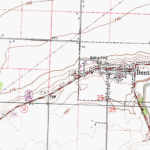Topographic Map of Benton Ridge Cemetery, OH