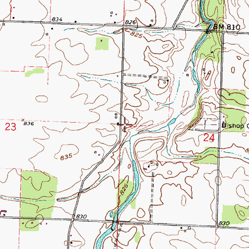 Topographic Map of Line Cemetery, OH