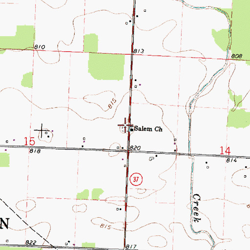 Topographic Map of Salem Cemetery, OH