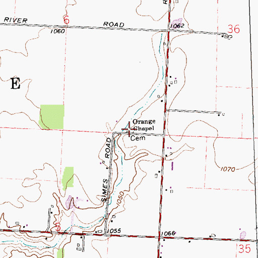 Topographic Map of Orange Chapel Cemetery, OH