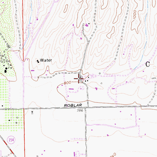 Topographic Map of Arrow H Ranch, CA
