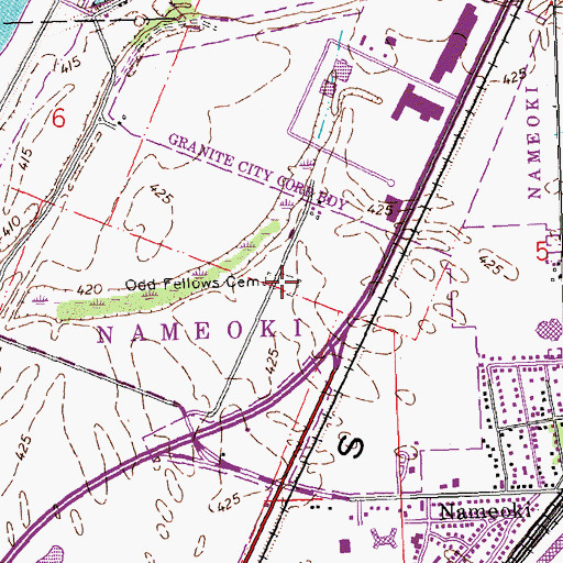Topographic Map of Odd Fellows Cemetery, IL