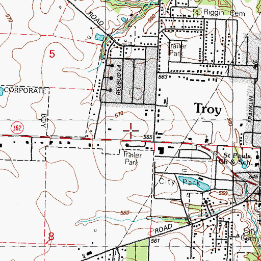 Topographic Map of Troy Post Office, IL