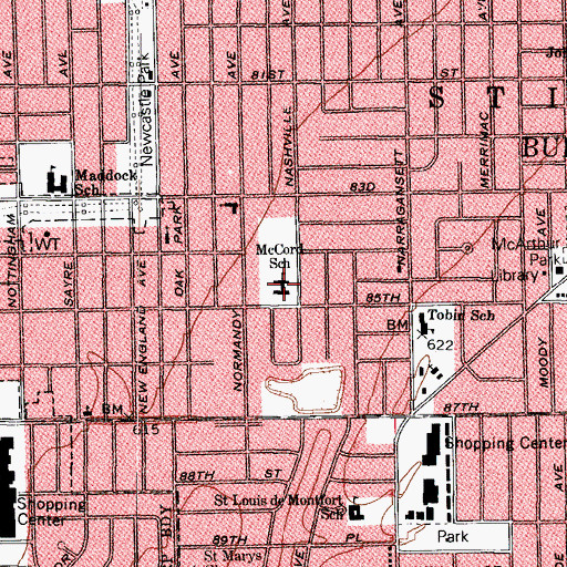 Topographic Map of F B McCord Elementary School, IL