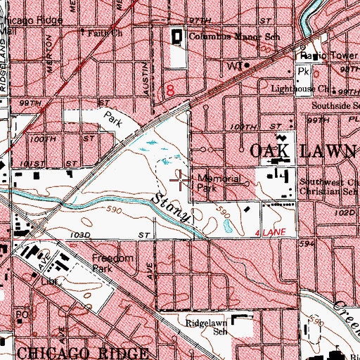 Topographic Map of Memorial Park, IL