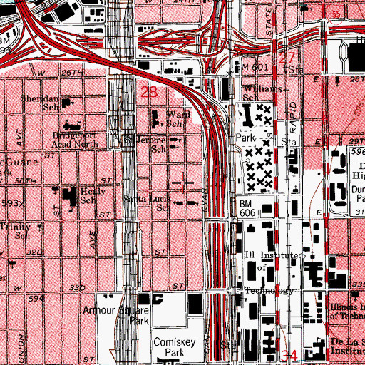 Topographic Map of Armour Square, IL