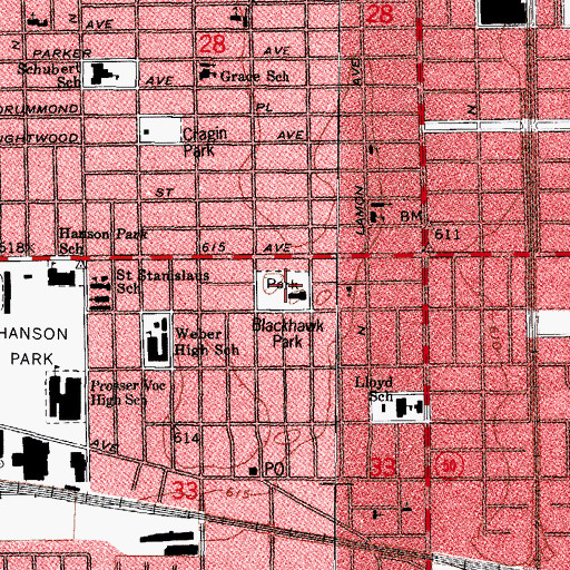 Topographic Map of Blackhawk Park, IL