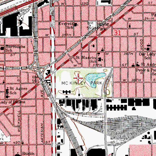 Topographic Map of Brighton Park Race Track (historical), IL